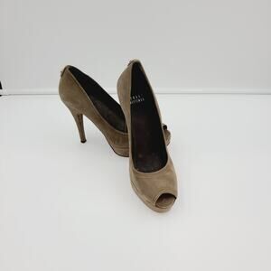 Stuart Weitzman Suede Peep Toe Pumps Women Size 6 PRE-OWNED